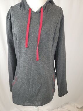 Roots Gray Hoodie with Pink Drawstrings
